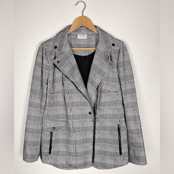 Akris Punto Jackets & Blazers - SOLD-Akris Punto Glen Check Asymmetrical Black White Zip Jacket Size US 12